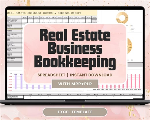 Real Estate Bookkeeping Spreadsheet | PLR MRR Digital Product | Income & Expense Tracker | Excel Budget Planner - Etsy