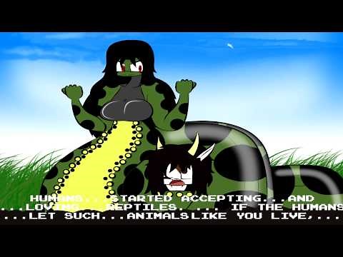 An animation: Anaconda girl squeezes a cow girl