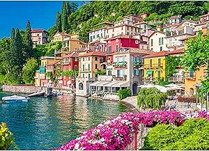 500 Piece Jigsaw Puzzle for Adults -Lake Como Scenery, Italy Jigsaw Puzzles 500 Pieces Puzzles for Adults-Finished Size 19.3" x 13.7"