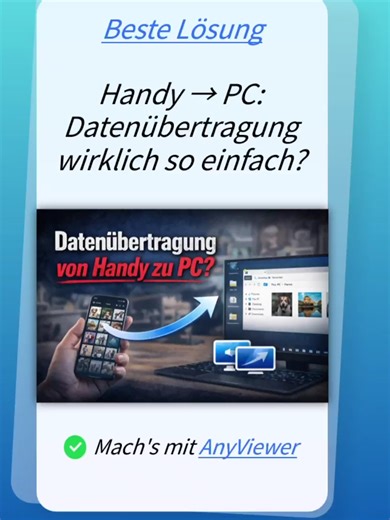 Handy → PC: Datenübertragung wirklich so einfach? 📱➡️💻Dein Handy ist voll mit Fotos, Videos oder wichtigen Dateien, aber sie sollen sofort auf den PC? 😤 Kabel fehlt, Apps nerven, Cloud ist zu langsam. 🚀 Die Lösung: AnyViewer 📂 Datenübertragung von Handy zu PC per Remote-Zugriff ⚡ Schnell & kabellos – kein USB notwendig 🔐 Sicherer Zugriff mit einem Konto 🌍 Funktioniert überall mit Internet ✨ Mehr Kontrolle. Weniger Aufwand. 👇 Jetzt AnyViewer ausprobieren #FileTransfer#PhoneToPC#MobileToPC