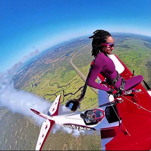 Wing Walking with Breathtaking Scenery #airshow #flying #extremesports# #aviation #female