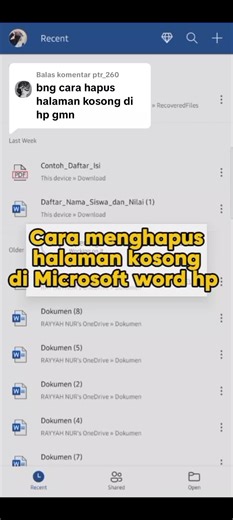 Cara Hapus Halaman Kosong di Microsoft Word HP