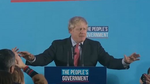 Boris Johnson makes his victory speech in central London after election
