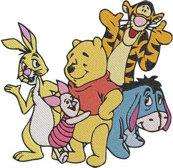 Classic Winnie the Pooh Tigger Piglet Eeyore Rabbit Embroidery Designs - Instant