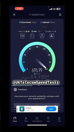 EE Network UK 🇬🇧 5G Ookla Speed Test - Driving/Motorway - April 2025 #ookla #speedtest #uk #london