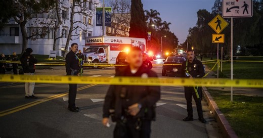 Moments after a U-Haul truck plowed into thousands of people marching