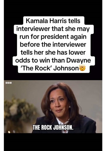 Kamala Harris tells interviewer that she may run for president again before the interviewer tells her she has lower odds to win than Dwayne ‘The Rock’ Johnson. #kamalaharris #dwaynejohnson #therock #usa #fyp