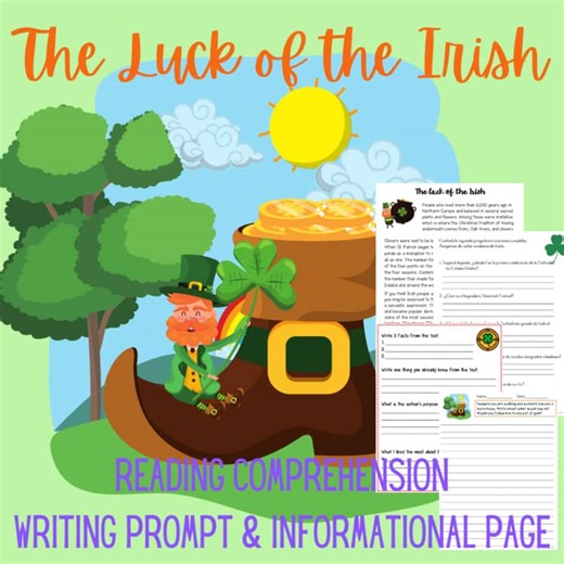 The Luck of the Irish Reading Comprehension Passage, Author’s Purpose & Writing