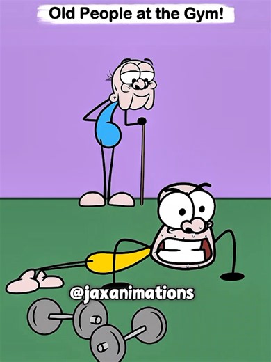 Old people at Gym, wait for the funniest moment 😂 jax animations #animation #2danimation #funnyanimation