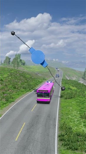 Double Decker Bus, School Bus vs Flail Spinner