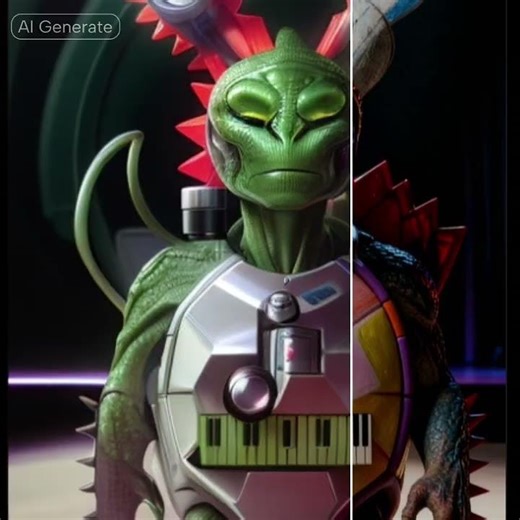 Cool arty turtle alien AI filter generated