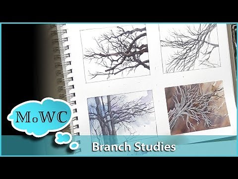 4 Tree Branch Studies in Watercolor, Ft. Renesans