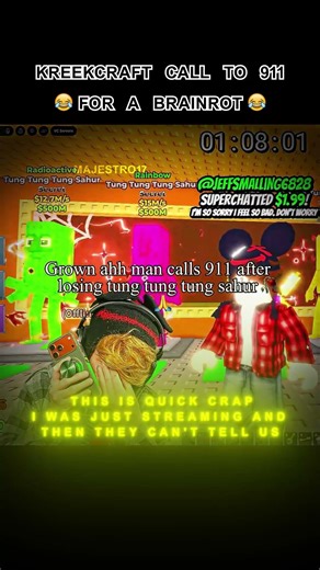 😂 Kreekcraft called 911 over Tung Tung Sahur 😭 #roblox #kreekcraft #steak #shorts