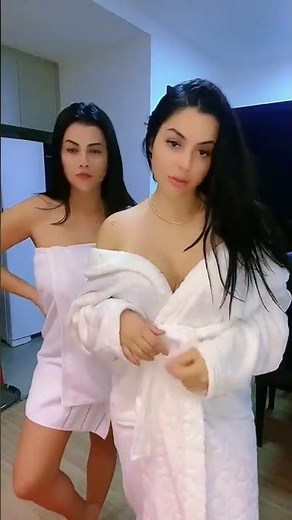 Two beautiful brunettes after shower