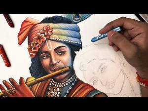 Krishna Drawing, Oil Pastel Drawing, Janmashtami Drawing