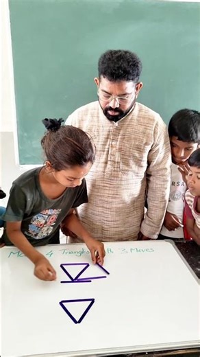 Make 4 Triangles with 3 moves / innovative ideas #education #maths #school #students #youtubeshorts