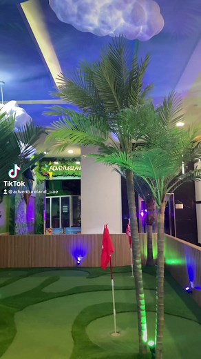 "Fore! ⛳️Our mini golf course is now open and it's time to show off your putting skills! Grab your squad and swing by for a day filled with laughter, fun, and family memories! 🎉 #minigolf #familyfun" | Adventureland-UAE