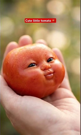 “Is Chote Tomato Face Ne Mujhe Smile Karwa Di 😊🍅💛 #satisfying #cute #tomato