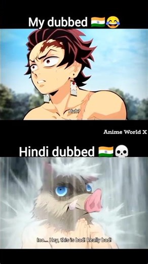 Dubbed 🇮🇳😂 vs Hindi Dubbed 💀 | Inosuke Funny Dub #DemonSlayer #Inosuke #AnimeHindi #FunnyDub