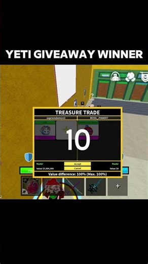 yeti giveaway winner #roblox #bloxfruit #bloxfruit