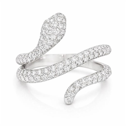 Diamond Snake Ring - 14K White Gold With Sparkling Diamonds - Etsy