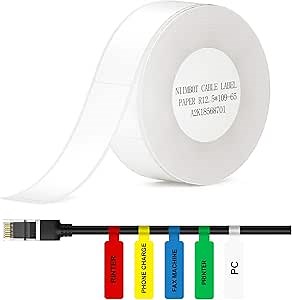 NIIMBOT Thermal Label Maker Paper 0.5" 4.3" Stickers Waterproof Tear-Resistant Replacement for D11/D110 Label Printer Office&Home Cable 65 Labels/Roll (White)