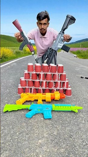 4 Four Big Toy Gun Unboxing And Shooting 😱