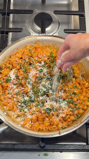 One pot creamy pasta shell recipe 🍝 #easyrecipe #quickrecipe #comfortfood #quickdinner #pasta