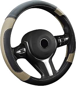 Wheel Cover Microfiber Leather Universal Fit for Universal 15 inch,Beige