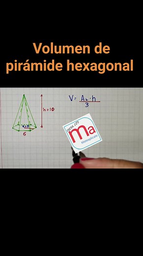 3.4K views · 38 reactions | Volumen de una pirámide hexagonal. #volumen #volumendepiramide #volumendeunapiramide #piramidehexagonal #mateaplicate #formuladelvolumen #areadeunhexagono #areadelhexagono #perimetrodeunhexagono #areayperimetro #areayperimetrodeunhexagono #volumendeunapirámide #volumendepirámide #pirámidehexagonal | Mateaplicate | Facebook