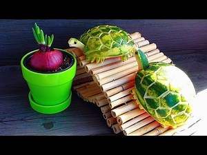 How to Make Watermelon Turtles - Green Tortoises - Fruit Carving Garnish - Food Art Decoration 西瓜乌龟