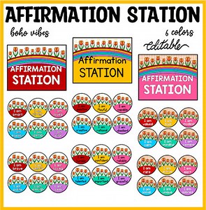 Printable Spring Positive Students' Affirmation Station Cards, Flower Cards