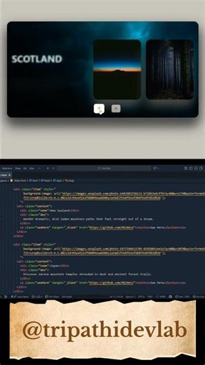 Travel Slider Card🌍 Smooth Travel Slider UI | HTML CSS JS | Tripathi Dev Lab #javascript #css #html