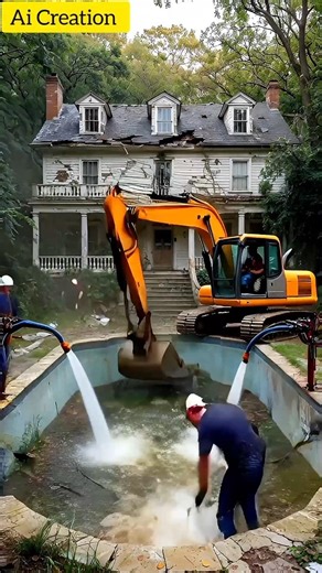 Abandoned House Pool Restoration | AI Transformation Before & After #restoration #renovation