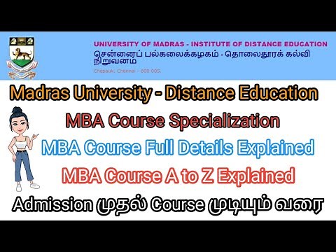 Madras University | Distance Education | MBA Course Full Details Explained | தமிழில் | Class LIKE