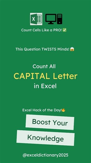 How to count all capital letter cells in Excel! . . #excel #exceltips #excelformulas #excellearning | Excel Dictionary 2025