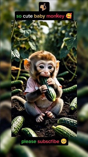 Cute Baby Monkey Eating Cucumber – Too Adorable to Miss!