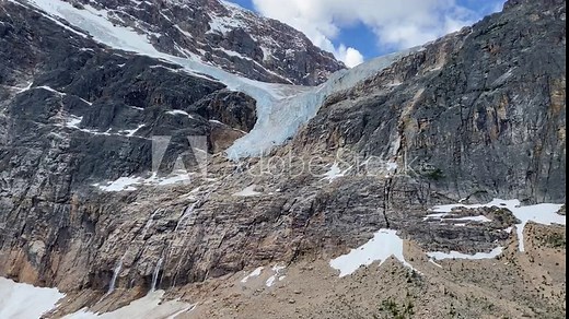 Angel Glacier and waterfalls at Mt. Edith Cavell in Jasper National Park