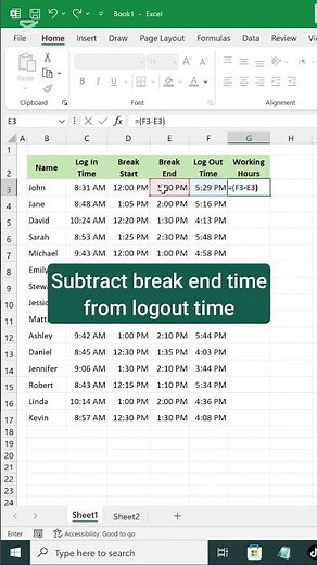 Calculate Working Hours in Excel #excel #exceltips #exceltricks #shorts