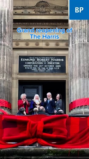 Councillor Anna Hindle, Oscar winning Wallace & Gromit creator Nick Park, and Mayor of Preston Councillor Sue Whitman make speeches before cutting the ribbon at the grand reopening of @harris_museum 🏛️✂️🎀 | Blog Preston