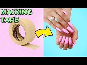 HOW TO MAKE FAKE NAILS WITH MASKING TAPE - CHEAP AND EASY - AMAZING NAIL HACK - DIY YOUR OWN NAILS