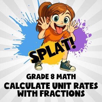 Calculate Unit Rates with Fractions SPLAT! Math Game - No Prep Grade 8 Review