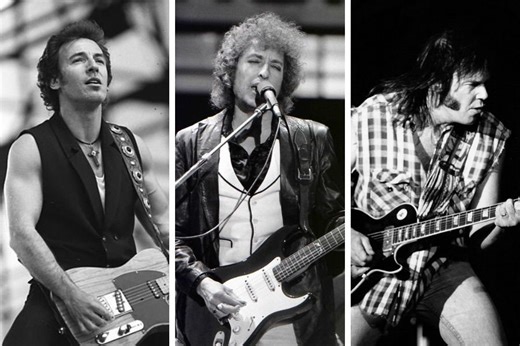 Bob Dylan, Bruce Springsteen and Neil Young share the stage in 1994 to sing ‘Highway 61 Revisited’