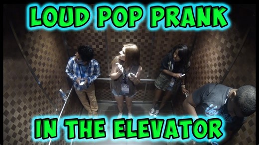 Elevator pop prank with startled jumps and quick laughs
