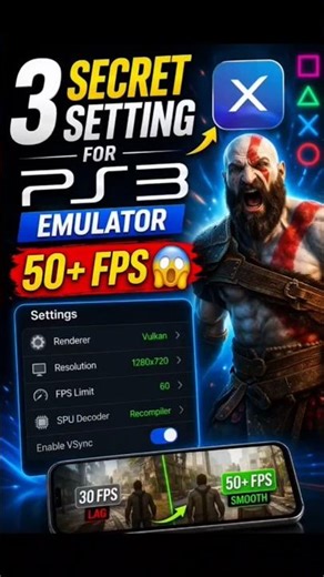 Best Settings For PS3 Emulator 50+ FPS Trick 2026! #shorts