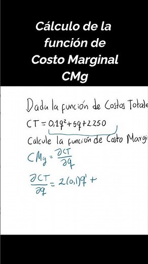 Cálculo del COSTO MARGINAL con base en la función de COSTO TOTAL