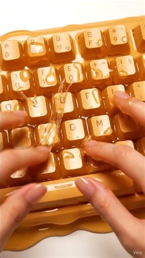 Typing on a Golden Honey Keyboard 🍯✨ | Sticky & Squishy ASMR #asmr #satisfying