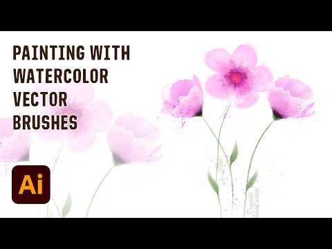 Illustrator Watercolor Painting - How to draw Vector Flowers and Leaves