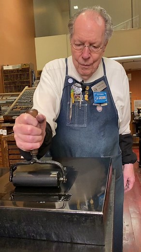 May 11th is World Migratory Bird Day! This day is an annual campaign to raise awareness and highlighting the need for the conservation of migratory birds and their habitats. For today, Howard looked to the Lewis Winter Collection for inspiration. Howard letterpress printed a halftone of a flock of birds and discussed how Sacramento is in the Pacific Flyway for migratory birds. This cut was made by Lewis Winter, a local Sacramento engraver, in the 1890s. This was printed with black rubber base in