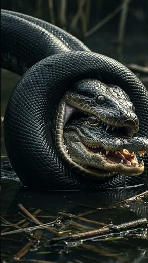 anaconda completely swallowed an alligator 🐊 from the tail, #$_&+